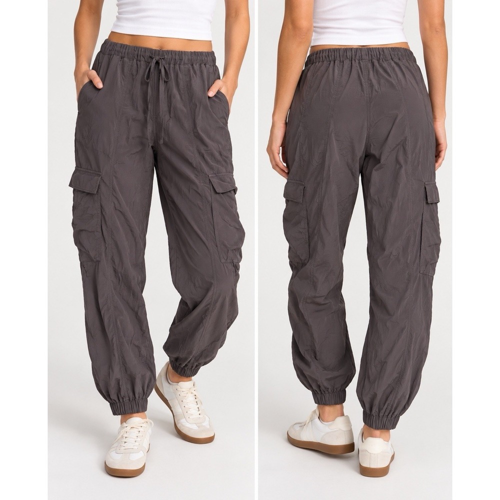Anthropologie Cargo Jogger Pants Womens M Charcoal Gray Viscose Utility